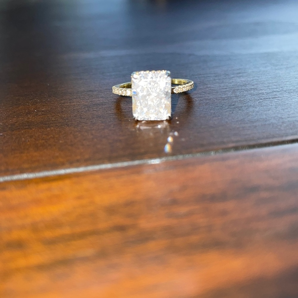 Sterling Silver Cubic Zirconia Gold Radiant Ring